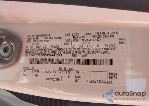 2023 Ford Escape Active from USA, damaged, VIN 1FMCU0GN5PUA41371